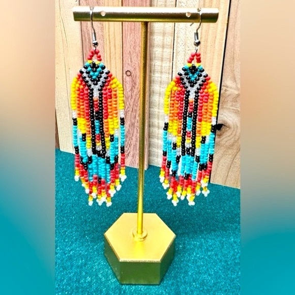 NEW Boutique Western Beaded Tassel Fishhook Fashion Earrings in Glass Rice Beads - Picture 8 of 11